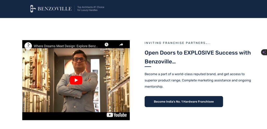 Benzoville Franchise Landing Page