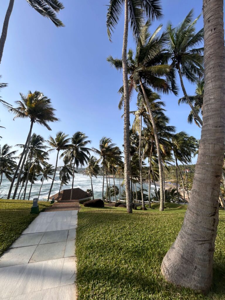 Pathways leading to the beach and restaurant @TheLeelaKovalam